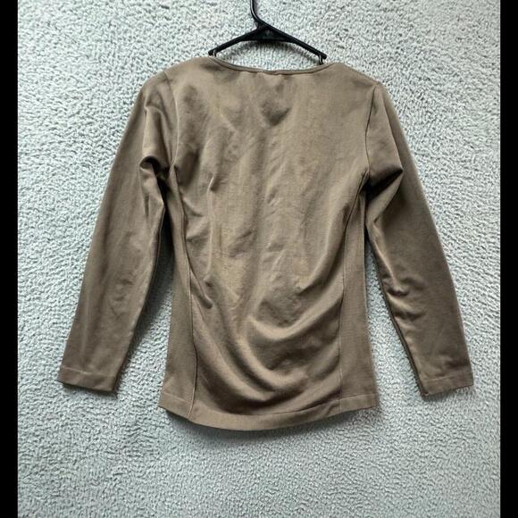 Womens Shirt XS Basic Long Sleeve Top Slim Fit Stretchy Crew Neck - Picture 8 of 9